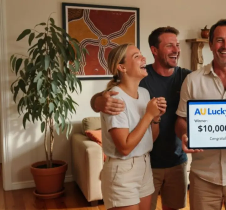 Collage of recent AU Lucky Lotto winners celebrating