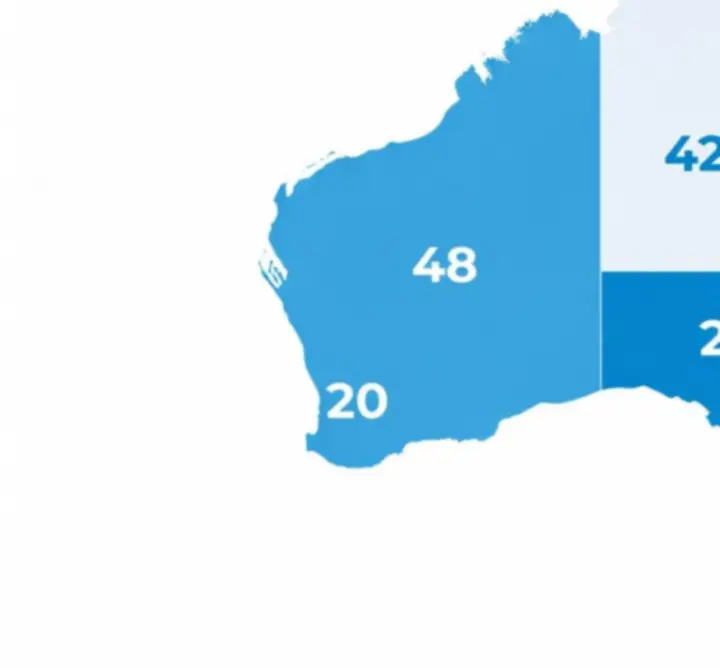 Stylised map-based infographic showing AU Lucky Lotto winner distribution across Australia
